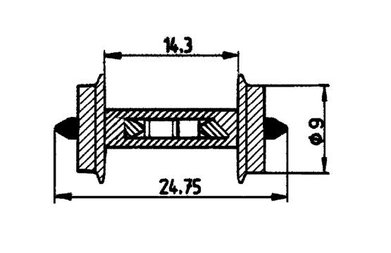 Radsatz 9mm f.Besetztmeld. 1