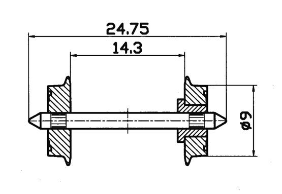 Radsatz eins.isol. 9mm    1 P