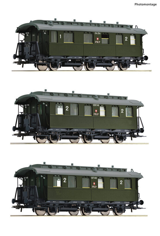 H0 3er-Set Personenwagen PKP